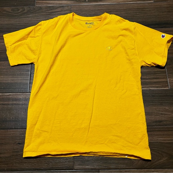 Champion‎ Men’s Shirt Yellow Gold Medium Short Sleeve - Picture 3 of 8